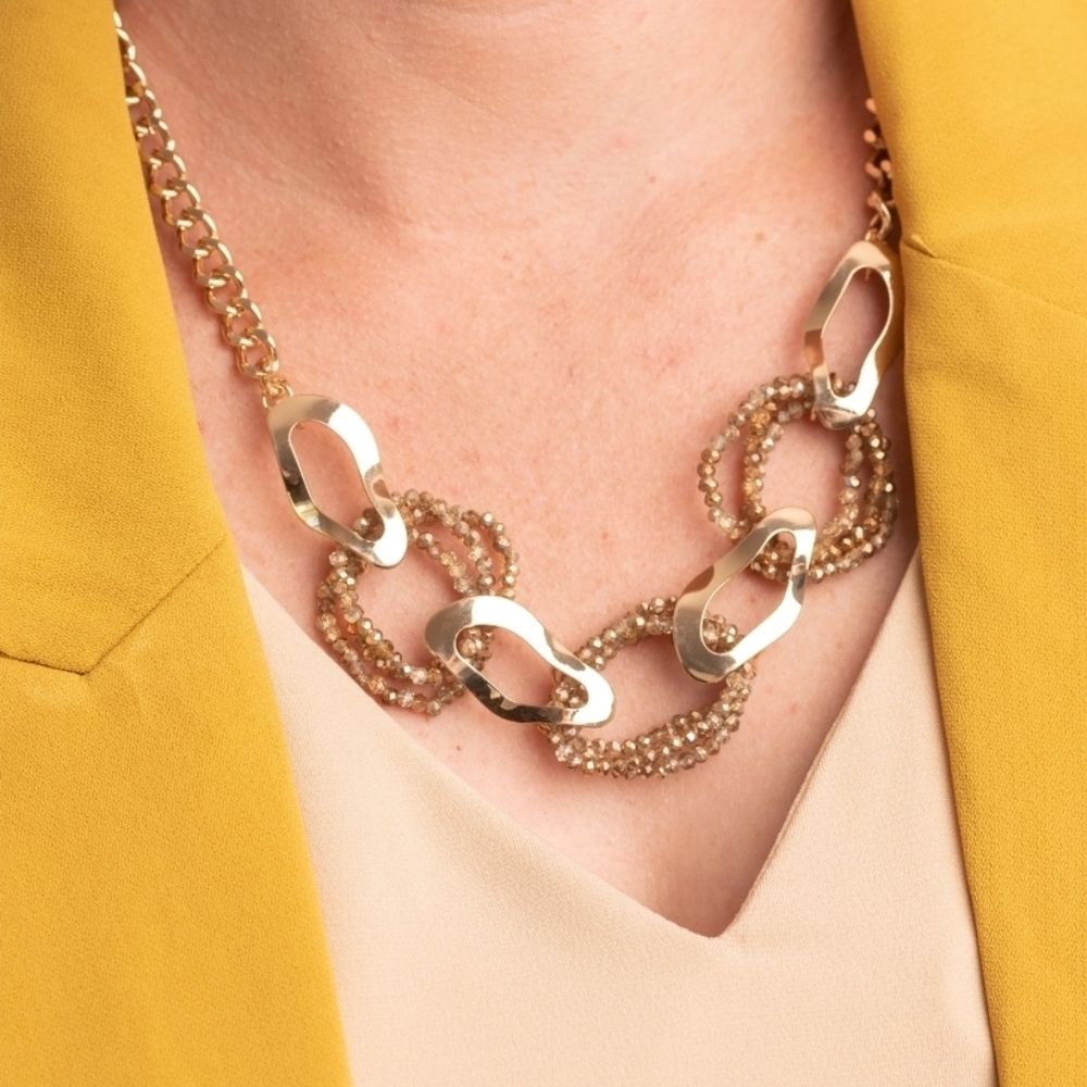 Gold-Link Beaded Statement Necklace - Women Jewelry